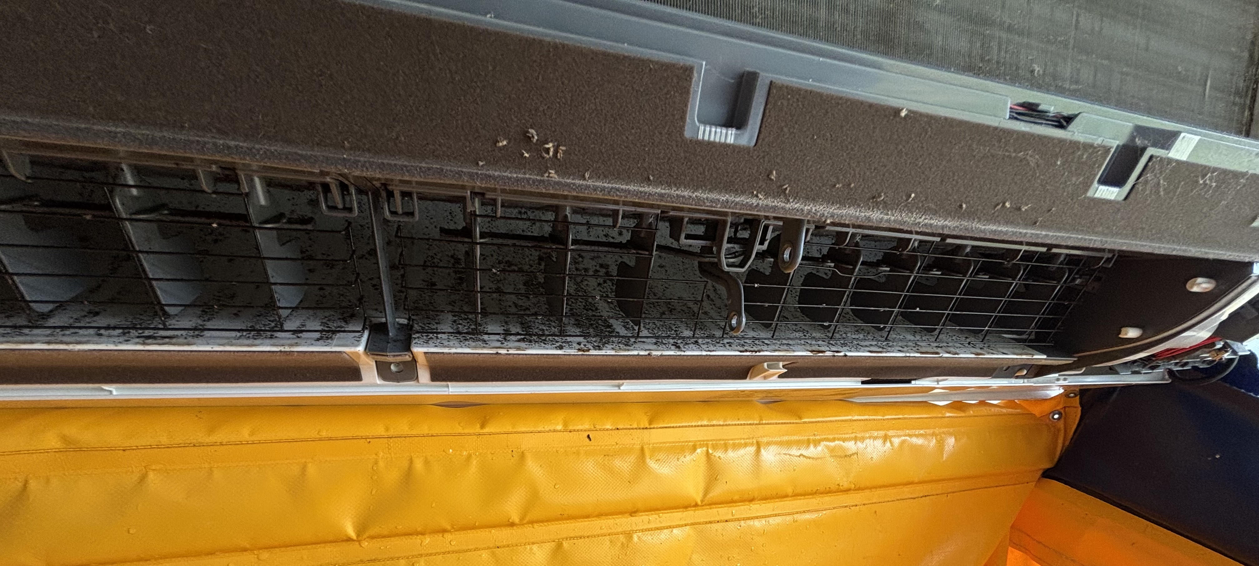 Dirty coils showing buildup that may reduce HVAC efficiency